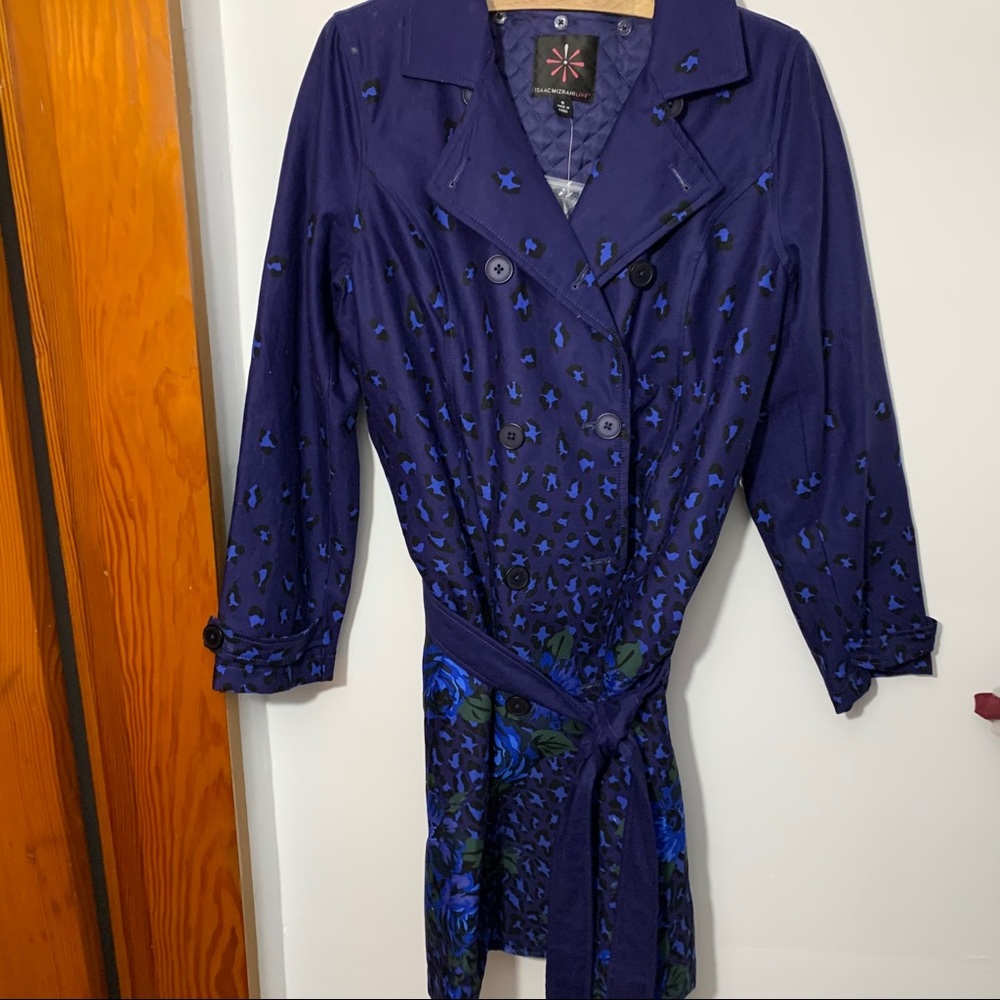 NWOT Isaac Mizrahi Live Animal Floral Trench